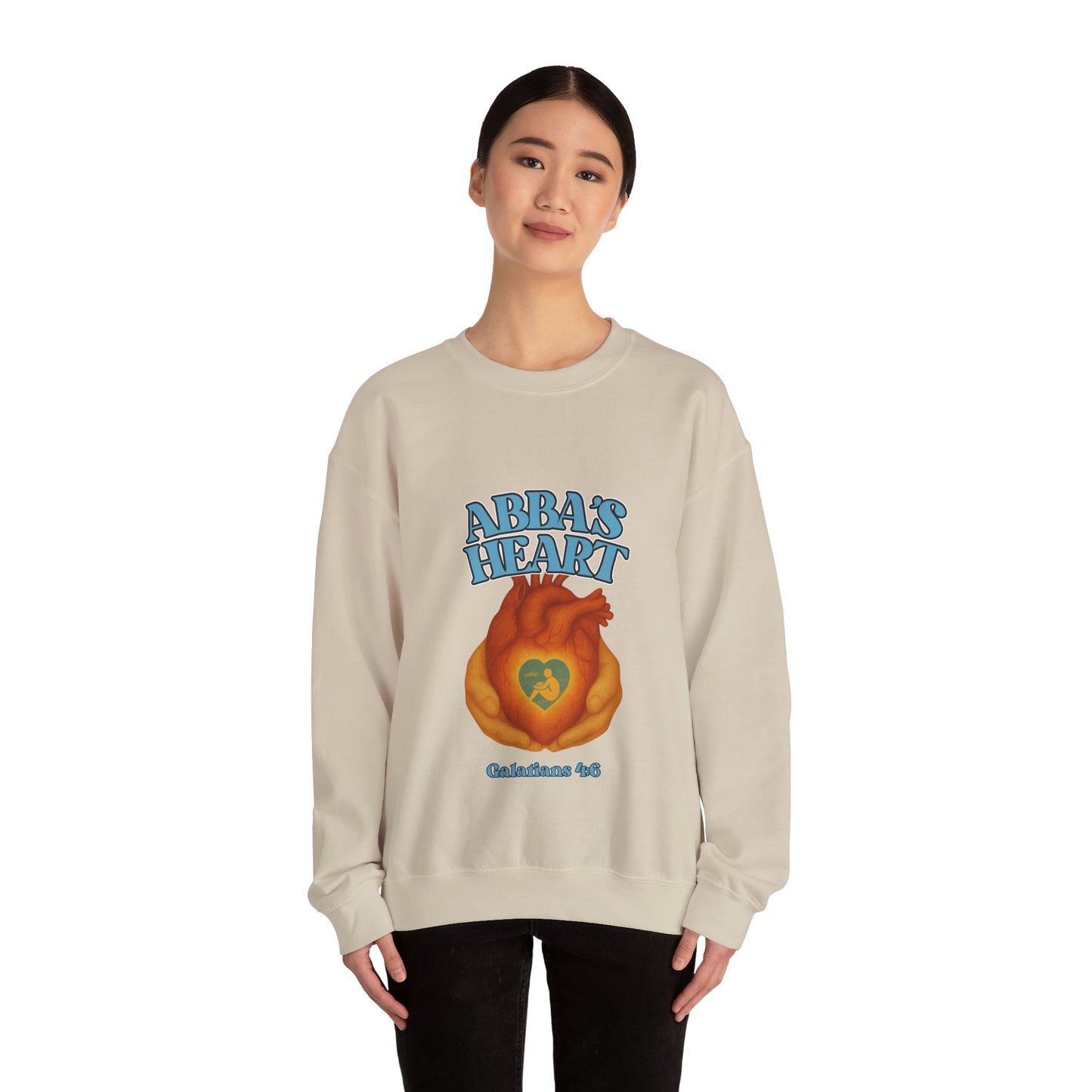 ABBA’s Heart Sweatshirt, Unisex Crewneck, Meaningful Gift, Cozy Wear, Fall Fashion, Heartfelt Design, Spiritual Apparel