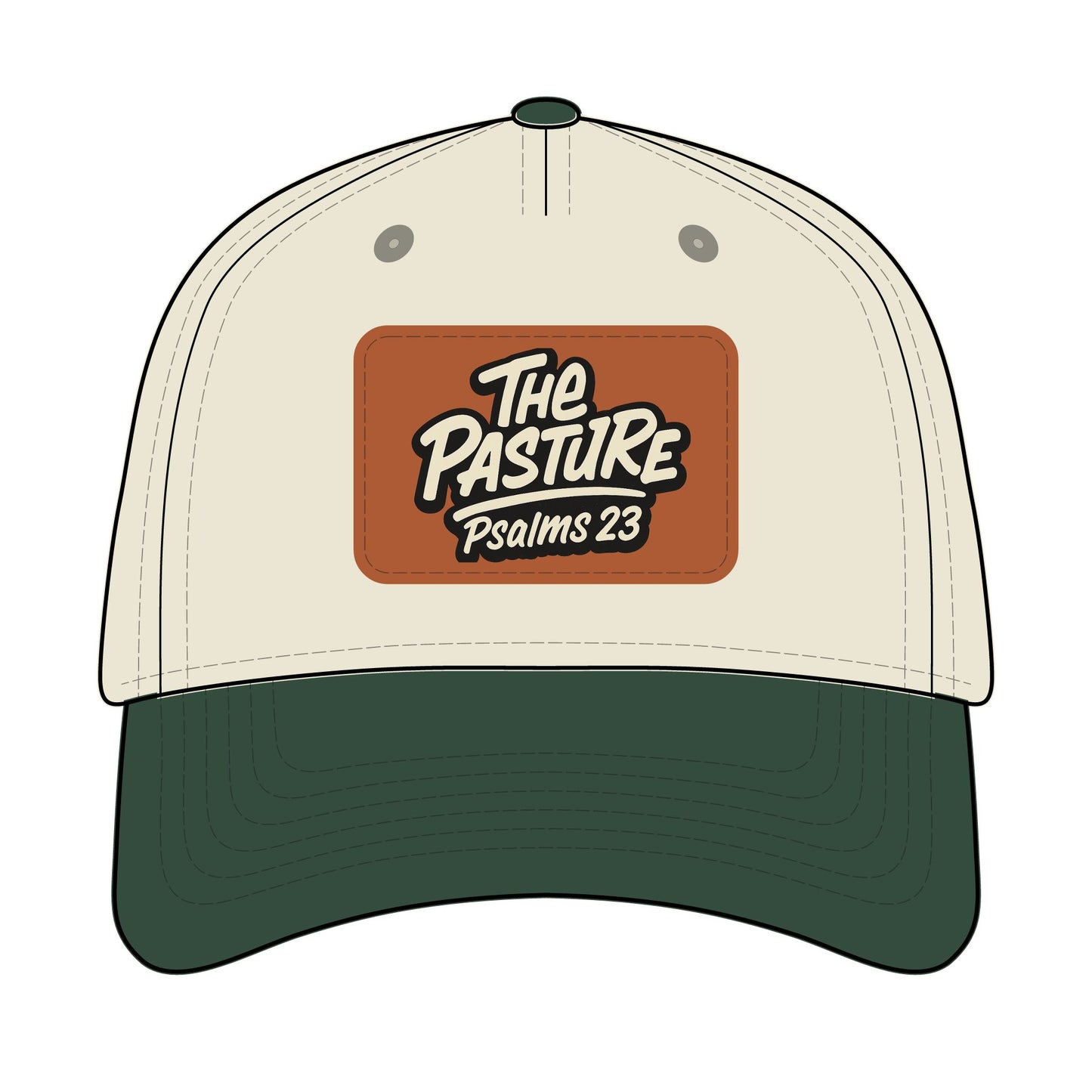 Leather Patch Baseball Cap — "The Pasture Psalms 23"
