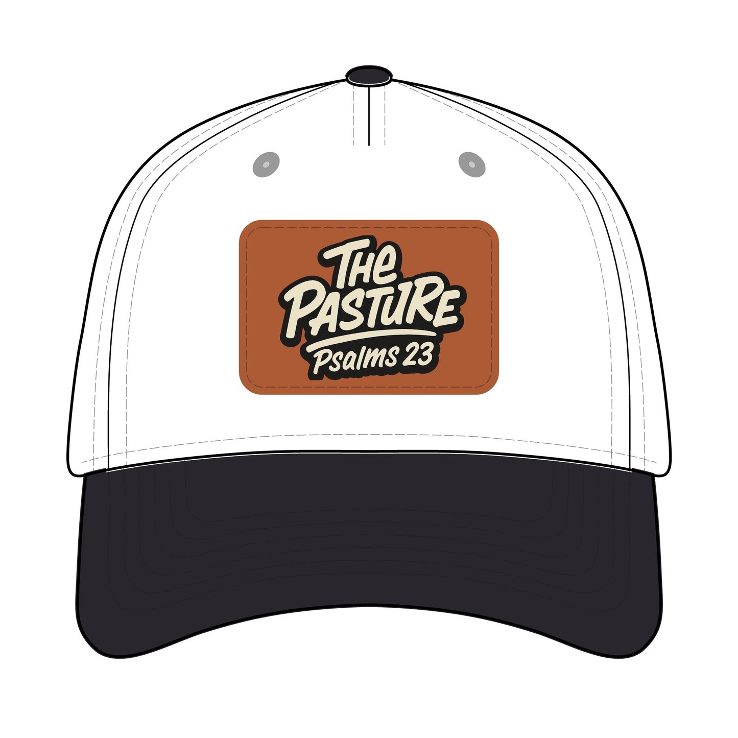 Leather Patch Baseball Cap — "The Pasture Psalms 23"
